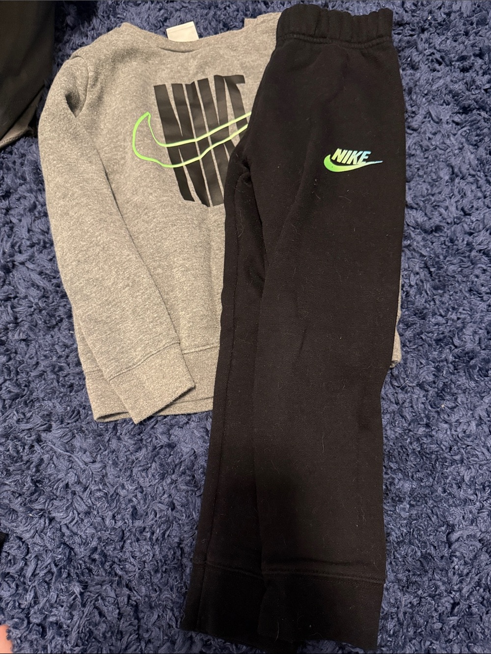 Nike Black Kids Joggers with Neon Green Swoosh - Picture 1 of 1